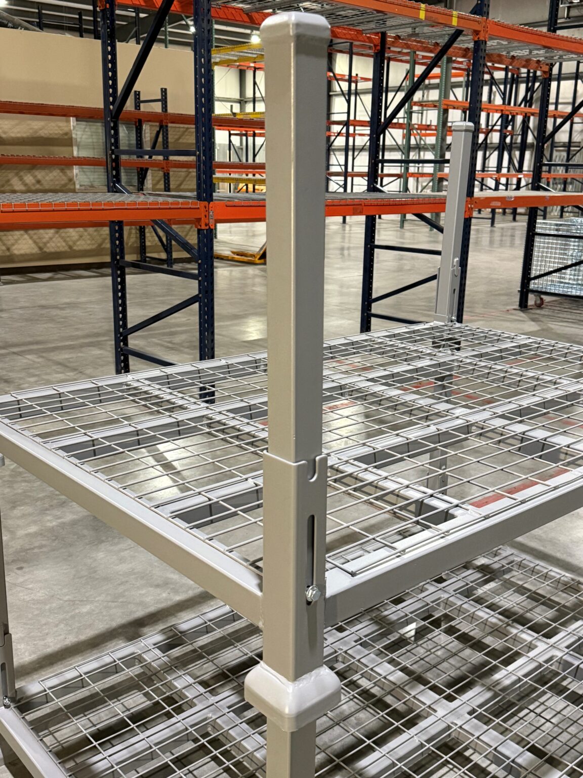 Collapsible Knockdown (KD) Stack Racks with Hinged Corner Posts