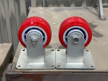 4x2 Polyurethane Rigid Casters in Galvanized Steel Frame