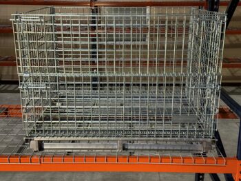 Wire Container with Steel Angle Runners On Pallet Rack Decking