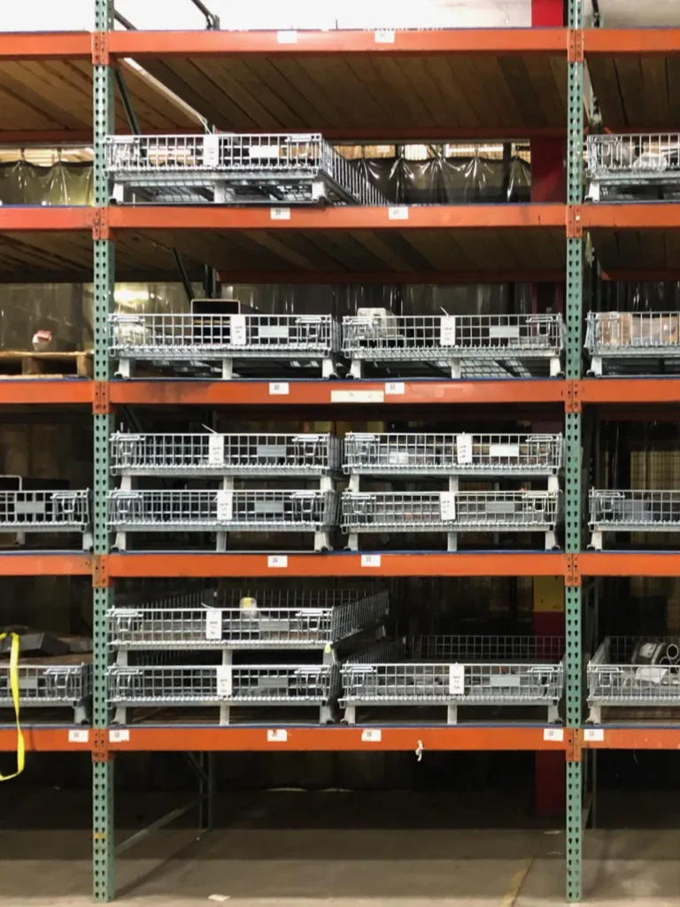 Wire Containers with Runners stored in Pallet Rack 3 Wire Containers with Runners stored in Pallet Rack 3