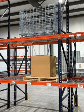 rackable wire container in high bay pallet racking