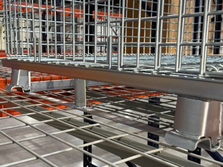 wire basket with flat steel runners on wire decking wire basket with flat steel runners on wire decking