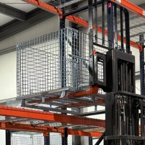 Rackable Wire Containers with Runners Stored in Pallet Racking