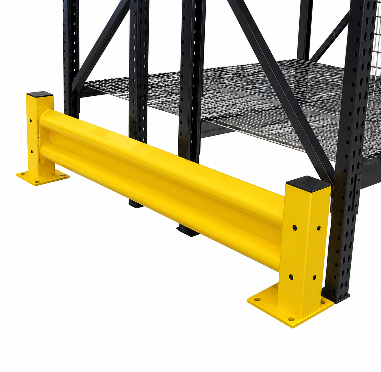 Single Tier Guard Rail as End of Aisle Protectors Pallet Rack Single Tier Guard Rail as End of Aisle Protectors Pallet Rack