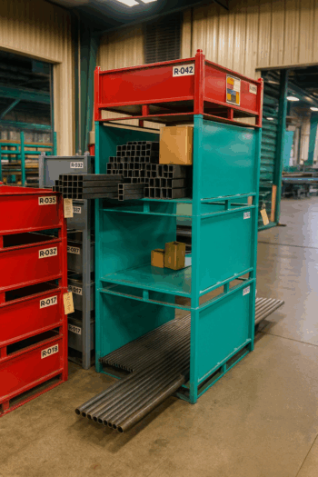 2-Sided-Cradle-Bins-For-Long-Steel-Pipe-Tubing 2-Sided-Cradle-Bins-For-Long-Steel-Pipe-Tubing