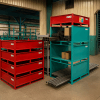 2-Wall Cradle Bins For Steel Pipe & Tubing Stack on Smooth Sided Parts Bins