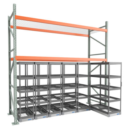 Aisle Free Mobile Shevling with Wire Decking