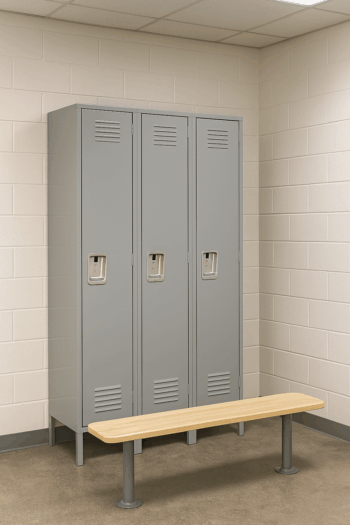 Lyon Single Tier Storage Lockers in Warehouse Breakroom Locker Room Changing Area Lyon Single Tier Storage Lockers in Warehouse Breakroom Locker Room Changing Area