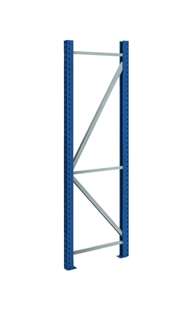 96" h. x 42" Mecalux Teardrop Upright Frame. 20,867 LBS. Cap. Color: Royal Blue. PN. T0209400