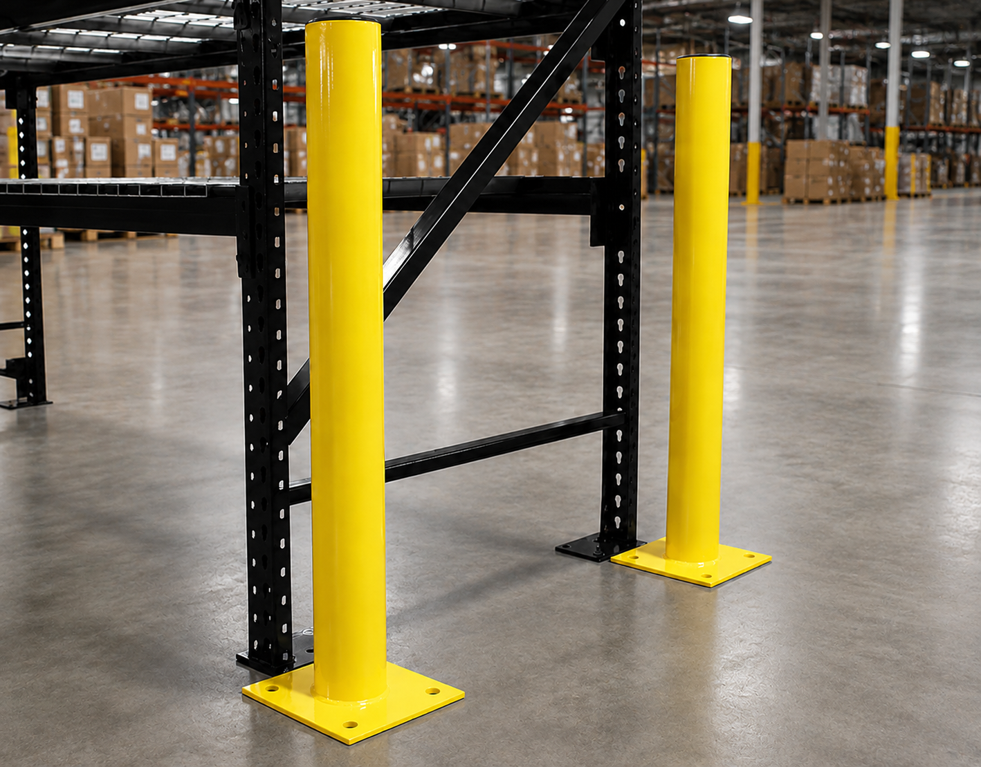 Steel Pipe Bollards End of Aisle Protection Steel Pipe Bollards End of Aisle Protection
