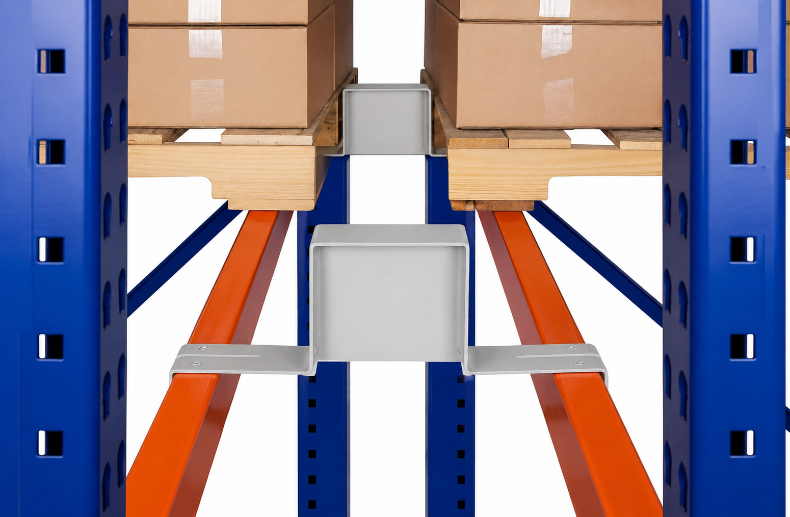 Double Pallet Load Stop Prevents Pallet Push Through Accidents