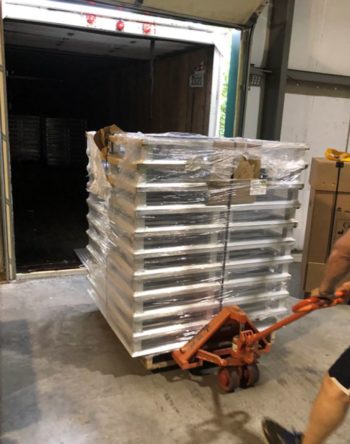 Aluminum Pallets Stacked and Unloaded