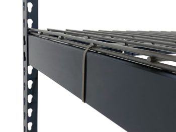 Boltless Shelving with Flat Wire Decking Zip Tied