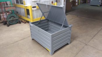 CM37682 35x48x24 Corrugated Steel Container w Hinged Lid