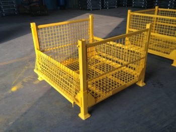 Collapsible-Heavy-Duty-Wire-Container-Drop-Gate-Opened