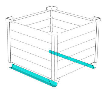Corrugated Steel Container with optional stee angle runners drawing