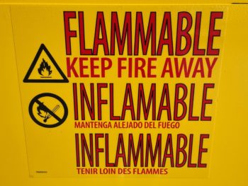 Flammable Keep Fire Away Warning Sign