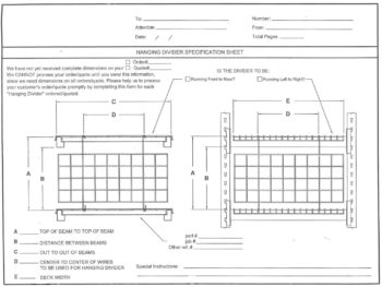 Hanging Wire Divider Specification Sheet