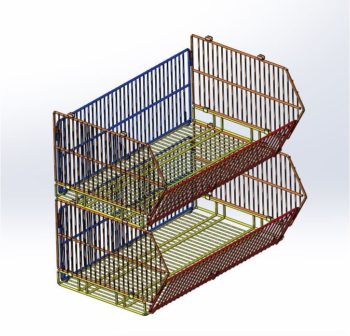 Large Stackable Wire Mesh Bins with Open Hopper Front