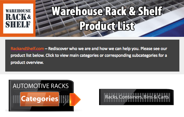 Warehouse Rack & Shelf Product List Overview
