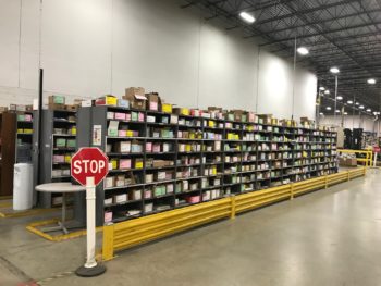 Low Bay Steel Shelving System with Guard Rail
