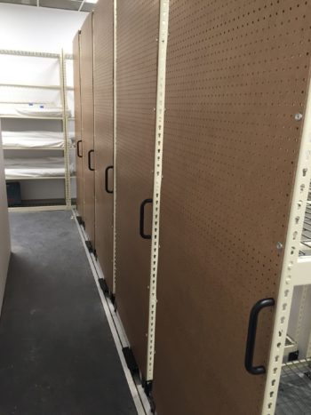 Mobile Shelving with Peg Board End Caps