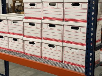 Records Archive Storage Box 50 Percent Open Pallet Rack Decking
