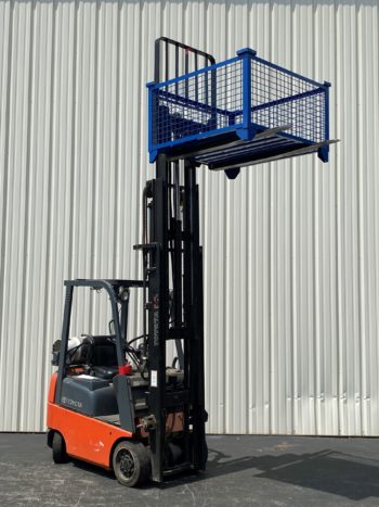 Rigid Wire Basket Lifted with Forklift Blue