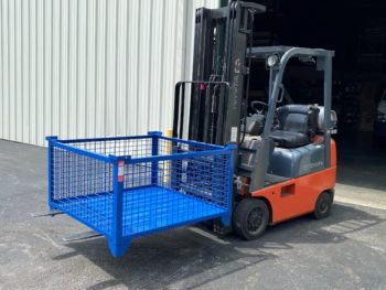 Rigid Wire Container on Forklift Blue