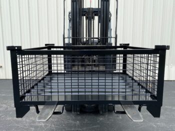 Rigid Wire Container with Fork Straps on Forklift