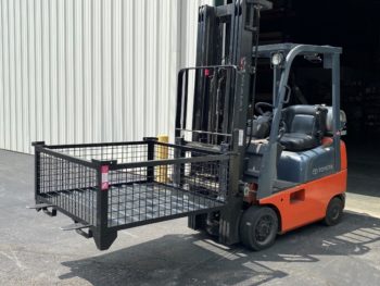 Rigid Wire Containers with Fork Stirrups on Forklift