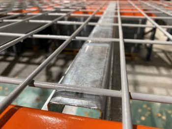 Top hat channel supports add strength to wire decking
