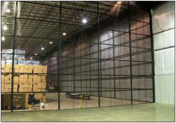 Wire Partition - floor to ceiling - divides warehouse