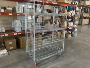 Wire Stock Cart With Tilted Shelves