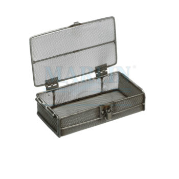 marlin small stainless steel wire mesh basket with hinged lid